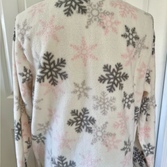 C & B Sport Croft & Barrow snowflake jacket size medium white gray & pink - Picture 7 of 8